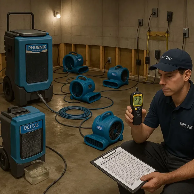 Structural Drying and Dehumidification process in Center Point, AL